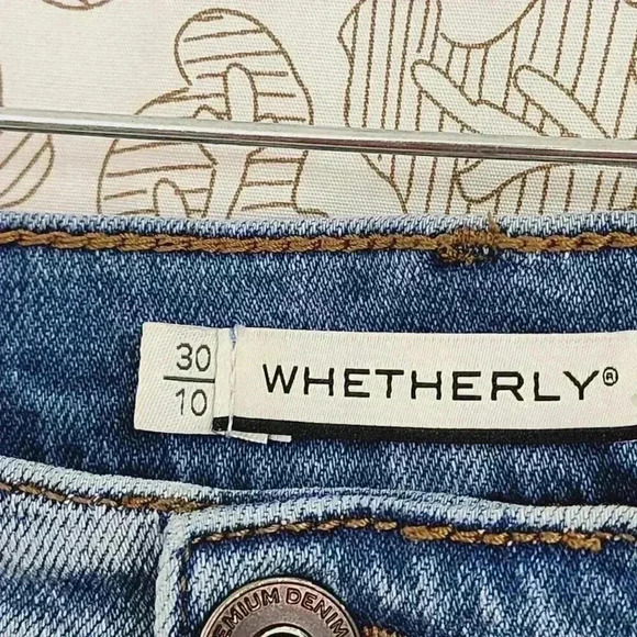 Whetherly Womens High-Rise Straight Leg Jeans Distressed Raw Hem Size 30/10 - Picture 4 of 6